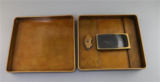 A Japanese lacquer writing box (suzuribako), early 20th century, 24cm x 22cm